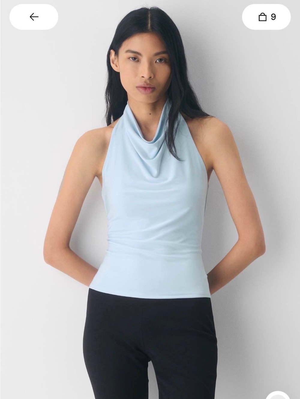 Aritzia Light Blue Cowl Neck Halter Top *NEW WITH TAGS** - Picture 1 of 2